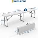 GarveeLife Portable Folding Bench 6 Foot, Plastic Foldable Bench HDPE BenchTop with Carrying Handle for Outdoor Picnic Camping Party Sports Activities - White, 1 Pack