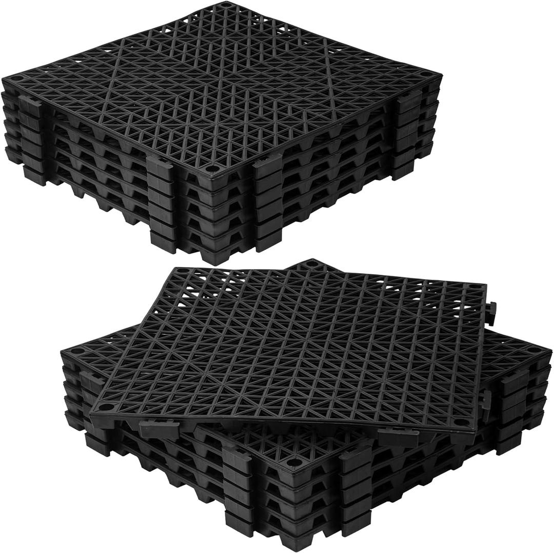 12Pcs Drainage Interlocking Floor Tiles 11.8" x 11.8", Modular Interlocking Cushion Soft PVC Floor Non-Slip Splicing Waterproof Mat for Drain, Pool, Shower, Patio, Balcony, Bathroom, Kitchen, Yard