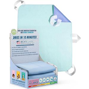 Beck's Classic Transfer Board Bed Pad with Handles- Heavy Absorbency Washable, Waterproof, Reusable Pad for Elderly, Bedridden, Transfer, Repositioning, Incontinence, & Mattress Protection (2 Pack - 34x36)