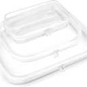 3PCS Clear Hard Shell Zipper Case for Storage, Portable Waterproof Cosmetic Bag with Zipper, Plastic Clear Pencil Case, Toiletry Pouch, Travel Organizer, Toy Storage Bins (White)