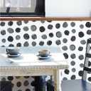 4 x Black and White Peel and Stick Wallpaper, Vintage Self Adhesive Wall Paper, Modern Dark Polka Dot Contact Paper for Cabinets, Drawers, Kitchen, Bathroom and Bedroom, 17.5 x 118