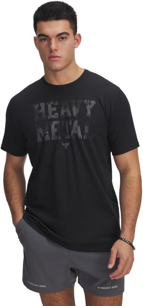 Under Armour Men's Project Rock Metal Short Sleeve T Shirt (X-Large, (001) Black / / White Clay), XL