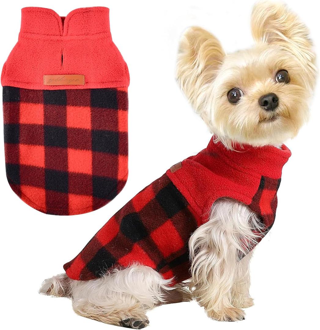 Dog Happy New Year Sweater Vest Fleece Puppy Sweatshirt Pullover Dog Clothes for Small Dogs Boy Girl Stretchy Warm Chihuahua Teacup Clothes Outfits Costume Cat Sweaters, XXS, Red