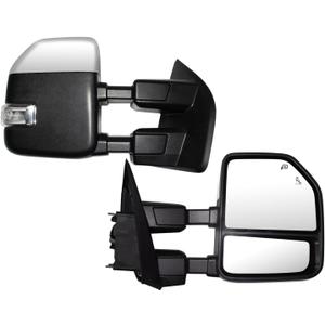 Towing Mirrors fit for Ford F250 F350 F450 F550 Super Duty Pickup Truck 2017 2018 2019 2020 With Power Heated Turn Signal Light Power Heated Chrome Cap