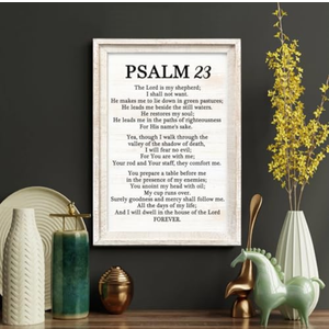Psalm 93 Rustic Bible Verse Framed Wall Art, 16''×23'' Positive Religious Christian Lords Prayer Sign for God Jesus Christ Prayer, Vintage Holy Horizontal Inspirational Catholic Scripture Decor