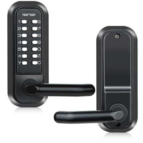 YGAFFAGY Mechanical Code Entry Door Lock,14 Digital keypad, Weatherproof deadbolt with Handle, Security Outdoor Lock Without Electronic, Easy Installation, for Home, Yard-gate, Office, Matte Black