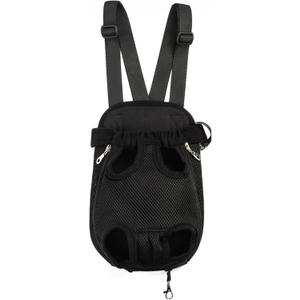 Pet Dog Puppy Cat Carrier Five Holes Backpack Double Shoulder Straps Canvas Cotton Front Chest Backpack Bag(Black, Large)