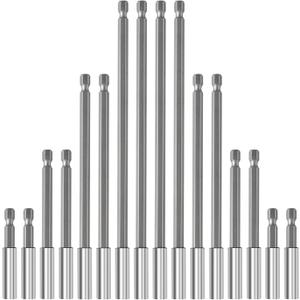 16 Pcs Drill Bit Extension Holder 1/4" Hex Shank, 2" 4" 6" 8" Magnetic Screwdriver Extension Drill Bit Extenders Screwdriver Holders for Automotive Maintenance Repair Work