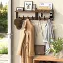 29'' Rustic Coat Rack Wall Mount with Shelf, Solid Wood Coat and Key Hanger with 11 Metal Hooks, Farmhouse Wall Organizer for Mail, Entryway Wall Hangers for Hats, Clothes, Backpacks, Mudroom