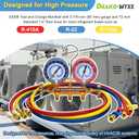 2026 Upgrade 42006 Test and Charge Manifold Set with 3-1/8" (80 mm) Gauge, for R-22/134A/404A, 1/4" to 1/4" Standard Flare Fittings with 72"(6Ft), Hvac Gauges with Colored Label and Hoses Set
