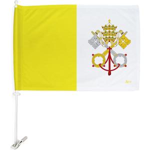 Vatican City Flag for Car Catholic Memorabilia 2025 New Pope Bandera para Carros Window Clip Pole Mount Kit Bishop of Rome Poster Decor Accessories Sign Roman Decorations Religious Gifts Made in USA