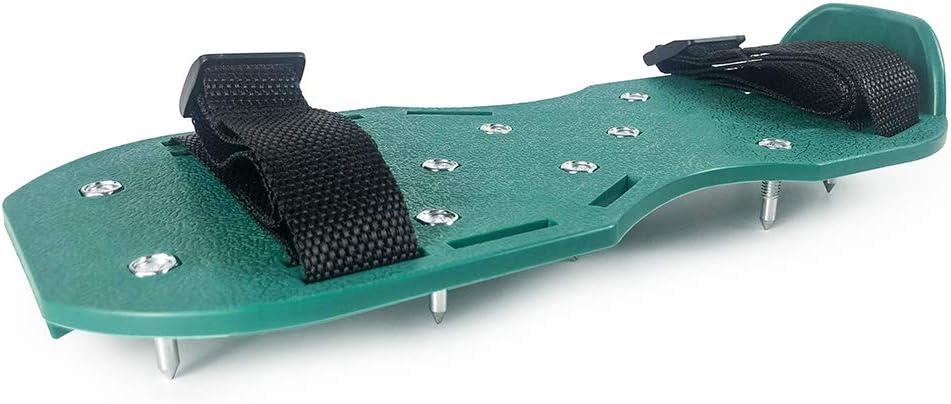 QWORK Gunite Spiked Shoes With 3/4 Short Spikes Perfect For Epoxy Floor, Overlays, Cover Installation, Green Color (Pair)