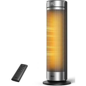 DREO Space Heater for Large Room, 23 Inch Electric Heaters for Indoor Use, 8 Safe Protection Tower, 70° Oscillation, PTC Ceramic with Thermostat and Remote, Quiet, 12H Timer, Bedroom, Office