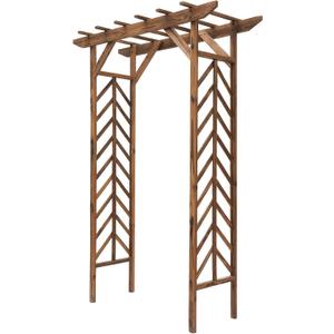 Outsunny 79in Wooden Garden Arbor Arch Trellis with Classic Countryside Style, Pergola Style Roof for Climbing Vines for Ceremony Party Weddings