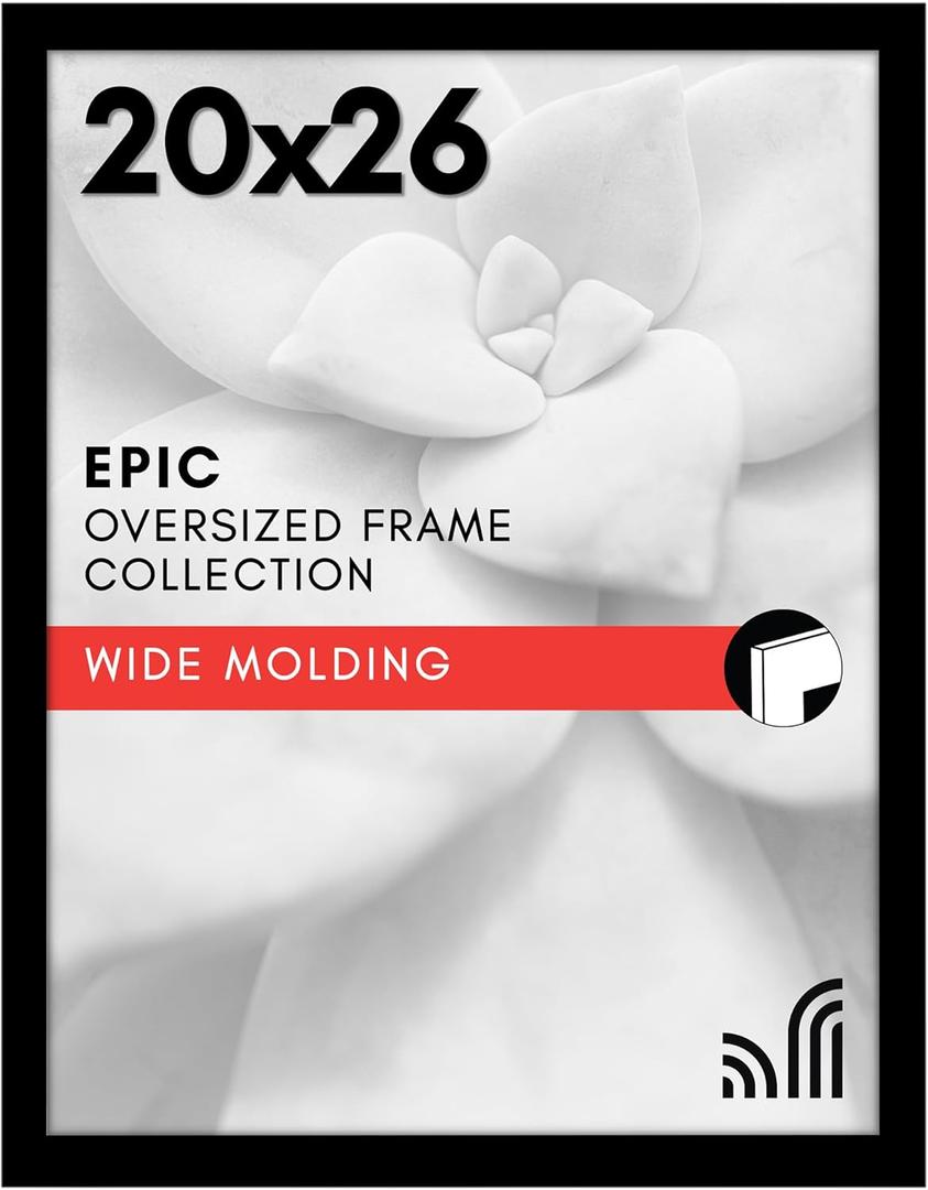 Americanflat 20x26 Picture Frame with Polished Plexiglass - Black Picture Frame - Wide Photo Frames Made of Engineered Wood for Vertical or Horizontal Wall Display - Epic Collection - Black