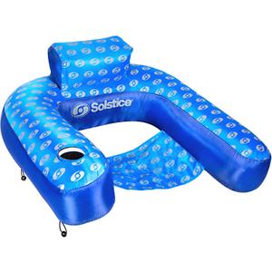SWIMLINE SOLSTICE Extra-Large Fabric Covered U-Seat Pool Float U-Seat Lounger Raft For Adults & Kids I Comfortable Sling Seat, Back Rest, Cup Holder, & Quick-Dry Cover For Adult Or Kid Floating
