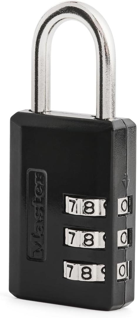 Master Lock Black Combination Padlock, Indoor Gym Locker Lock with Customizable 3-Digit Code for Luggage, Backpacks, Cabinets, 647D Master Lock Black Combination Padlock, Indoor Gym Locker Lock with Customizable 3-Digit Code for Luggage, Backpacks, Cabinets, 647D