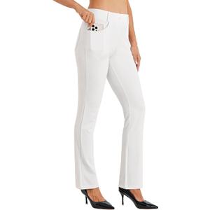 Willit Women's Yoga Dress Pants Bootcut Stretch Work Slacks Office Casual Pants Belt Loops 4 Pockets 28"/29"/30"/31"/33" (XX-Large, White)