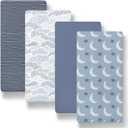 The Peanutshell Fitted Bassinet Sheets Set, Universal Fit for Oval, Rectangle, Hourglass Mattresses, Moon and Stars