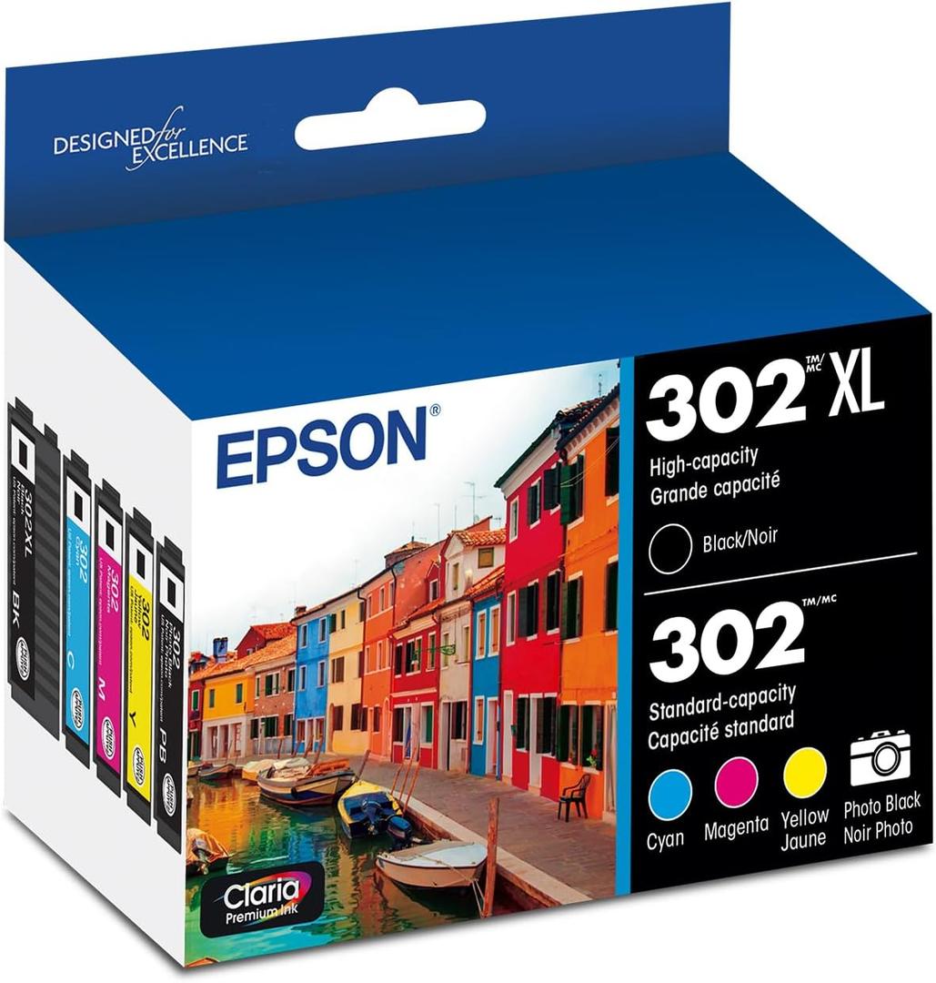 EPSON 302 Claria Premium Ink High Capacity Black & Standard Color Cartridge Combo Pack (T302XL-BCS) Works with Expression XP-6000 XP-6100