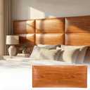 Xuhal 6 Pack 23.6'' x 9.8'' Full-Size Peel and Stick Headboard for Twin Rustic Wood Pattern Self-Adhesive Wall Panels Stick on 3D Soundproof Wall Mount Bed Headboard for Bedroom Playroom