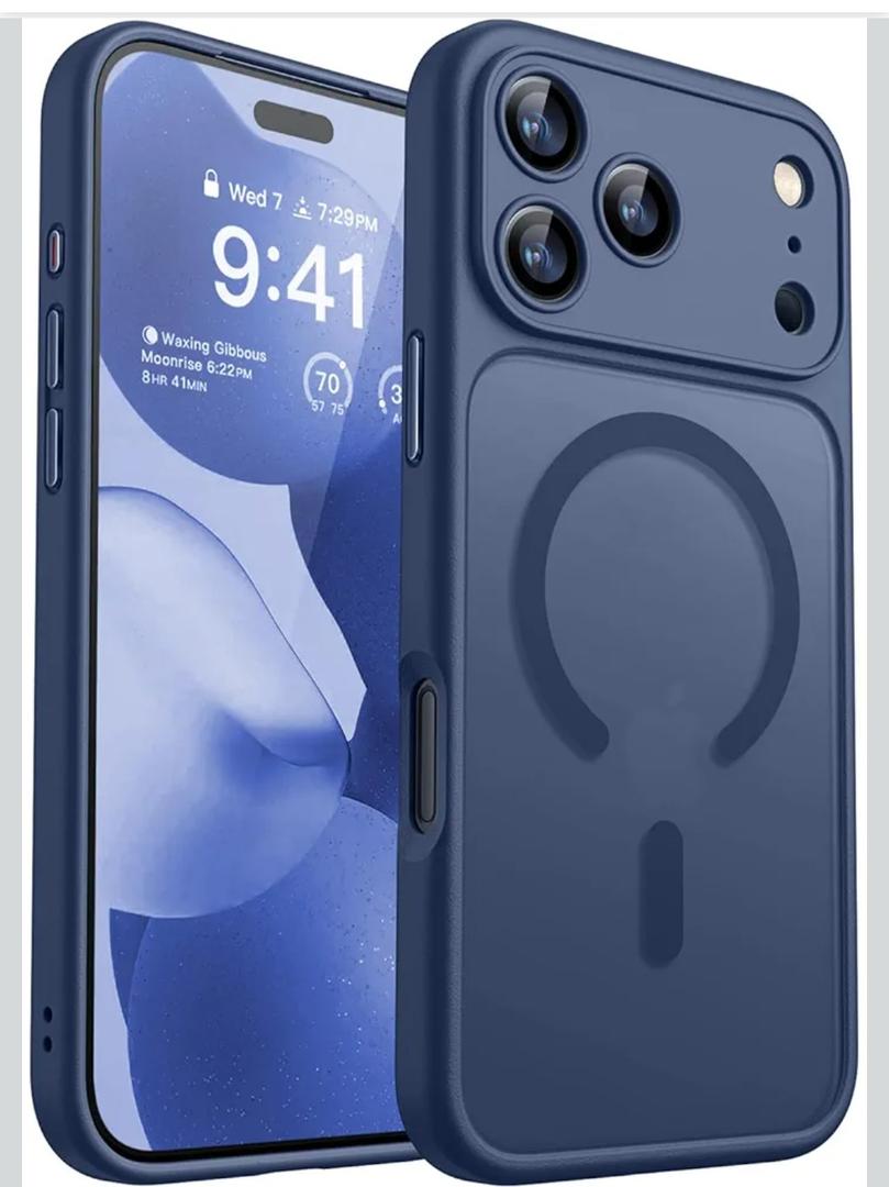 CANSHN Magnetic Compatible with iPhone 17 Pro Case, Upgraded [Full Camera Protection] [Compatible with Magsafe] [Translucent Matte] Shockproof Protective Phone Cover 6.3 Inch - Deep Blue