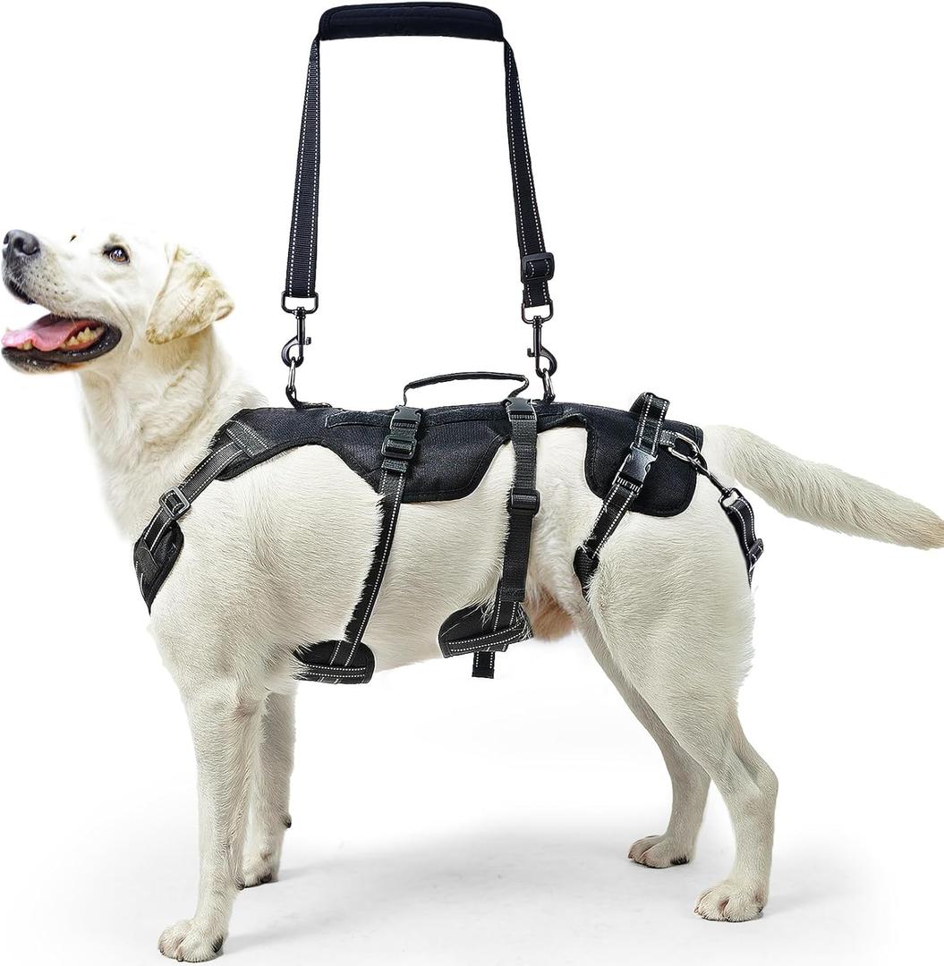 PUPTECK Dog Lift Harness for Medium Large Sized Dog, Rehabilitation Sling for Hind Leg Support, Multifunctional Mobility Assistance Harness for Old, Disabled, Joint Injuries, Arthritis, Paralysis Dogs (Black)