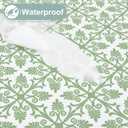 misaya Rectangle Vinyl Table Cloth, Elastic Fitted Flannel Backed Tablecloth, Waterproof Plastic Table Cover Fits 8 Foot Folding Tables for Picnic, Camping, Outdoor (Sage Green, 30" x 96")