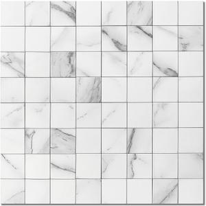 Marble Kitchen Peel and Stick Backsplash Square Mosaic Wall Tiles(White 10PCS)