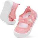 BARERUN Toddler Water Shoes Barefoot Water Shoes for Kids Baby Wide Aqua Socks with Arch Support Quick-Dry Breathable Boys Girls Sandals Walking Shoes for Beach Swim Pool Shoes (12-18 Months Infant, Knit Pink)