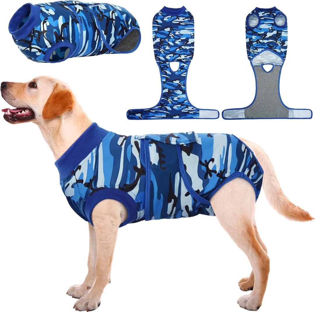 Kuoser Recovery Suit for Dogs Cats After Surgery, Professional Pet Recovery Shirt Dog Abdominal Wounds Bandages, Substitute E-Collar & Cone,Prevent Licking Dog Onesies Pet Surgery Recovery Suit (XXL (Back:24.8-29.5'', Weight:70+ LB))