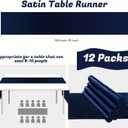 KKJIAF 12 Pack Navy Blue Table Runners 12 x 108 Inch, Rectangular Smooth Satin Silk Table Runner for Wedding, Banquet, Birthday Party Decoration