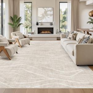 10x14 Area Rugs for Living Room, Washable Rug Large Carpet Beige