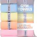 Microfiber Workout Towels - Quick Dry, Highly Absorbing, Odor-Free, for Women & Men - Gym Sweat Sports Towel for Hot Yoga, Tennis, Running, Exercise, Working Out, Camping, Set of 5 Pastel