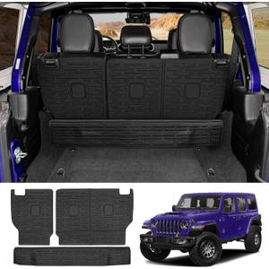 Seat Back Cover Compatible with 2021-2025 Jeep Wrangler JL 4 Door 4XE, All-Weather Protection Cargo Liner Rear Trunk Liner for 2024 Jeep Wrangler JL Accessories