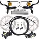 Zoom HB876E 2-PIN/3-PIN 4-Pistons E-Bike Electric Power-Off Hydraulic Brake Set with 180mm Rotors, Pre-Bled Hydraulic Disc Brake Caliper Lever for eBike (Included Mounting Adapter)