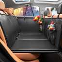 Back Seat Extender for Dogs, PU Leather Dog Car Seat Cover for Back Seat with Hard Bottom, 100% Waterproof, Scratch Proof and Anti Slip Dog Hammock for Cars and SUVs, Holds 400 lbs (Large, Black)