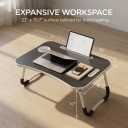 23" Foldable Lap Desk for Laptop Writing w/Cup Holder Black