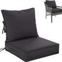 Premium Outdoor Seat Cushion Chair Cushions for Patio Furniture 19 L X 19 W X 4 H Waterproof & Fade Resistant Deep Seat and Backrest Cushion Set with Removable Covers for Chair, Sofa (Grey)