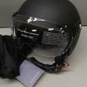 Yesmotor 3/4 Motorcycle Helmets Retro Open Face Vespa Scooters Helmet with Clear Visor for Men and Women- DOT Approved (XX-Large, Matte Black)