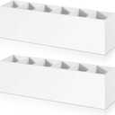 2 Pack Acrylic Makeup Brush Holder 6 Compartments Pencil Organizer Cup Pencil Holder for Desk Pen Organizer Storage Pen Holder for Accessories Cosmetic Brushes Office Bathroom Kitchen Supplies (White)