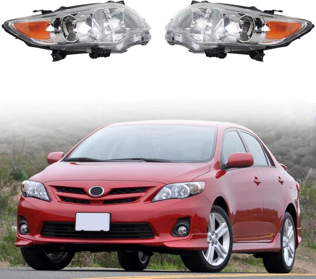 LABLT Headlights Front Head Lamps Replacement for 2011 2012 2013 Corolla S L LE CE XLE XRS Projector Headlight Assembly Left Driver Side Pair Passenger and Driver Side