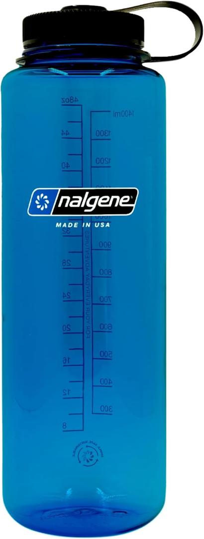 Nalgene Sustain Tritan BPA-Free Water Bottle Made with Material Derived from 50% Plastic Waste (using ISCC certified mass balance), 48 OZ, Wide Mouth, Blue (50.7 Ounces)