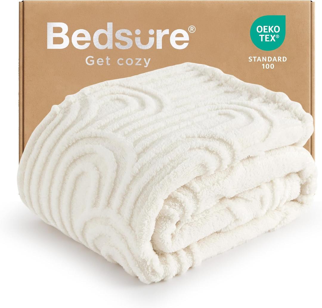 Bedsure GentleSoft Twin Blanket for Bed - Cozy Soft Blankets for Women, Cute Small Fleece Throws for Girls, Graduation Decorations Gift for Her Him School Dorm, White, 60x80 Inches