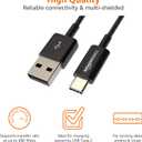 Amazon Basics USB-C to USB-A 2.0 Fast Charger Cable, 480Mbps Data Transfer Speed, USB-IF Certified, for Apple iPhone 16/15, iPad, Samsung Galaxy, Tablets, Car, 3ft, Black