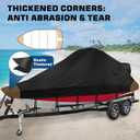 Wake Tower Boat Cover, Wakeboard Tower Boat Cover - 900D Marine Heavy Duty Waterproof Boat Cover, Fits V-Hull Bow Runabout Ski Boats, 23-25ft, Black