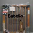 BABELIO 29-40" Metal Baby Gate with Wood Pattern, Auto Close Dog/Pet Door for The HouseStairs and Doorways, Pressure Mounted Barrierr, NO Tools Needed (30" Tall, 29-40" Width)
