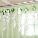 12 Pcs Spring Shower Curtain Hooks Wisteria Flower Curtain Rings Floral Decorative Hanger Hooks for Spring Bathroom Wedding Living Room Bedroom Restroom Decor