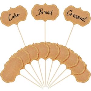 50 Pieces Cheese Markers for Charcuterie Board Buffet Labels Food Tags Blank Toothpick Flags Appetizer Signs Chalkboard Cupcake Toppers Picks for Wedding Birthday Party Decorations (Brown)
