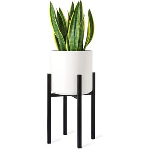 Mkono Plant Stand - EXCLUDING Plant Pot, Mid Century Modern Tall Metal Stand Indoor Flower Potted Holder, Display Rack, Fits Up to 10 Inch Planter, Black